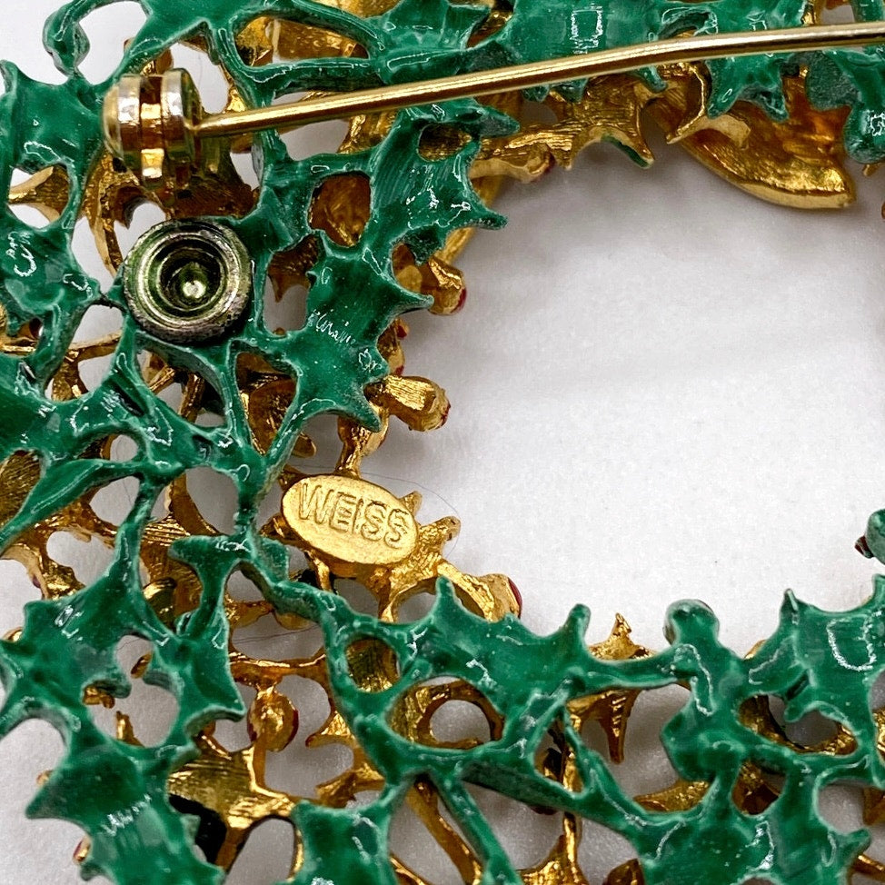 Weiss Vintage Christmas Crown Brooch 2.5' Long