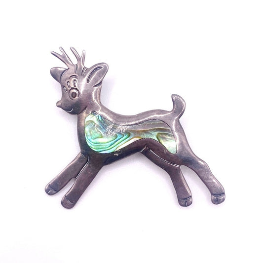 Sterling Silver Taxco Reindeer Brooch