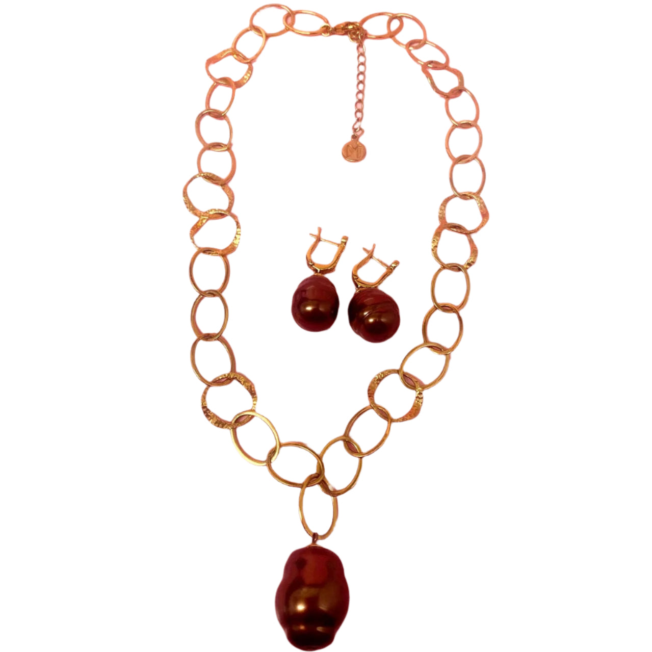 St Silver Gold Plated Set Necklace and Earrings