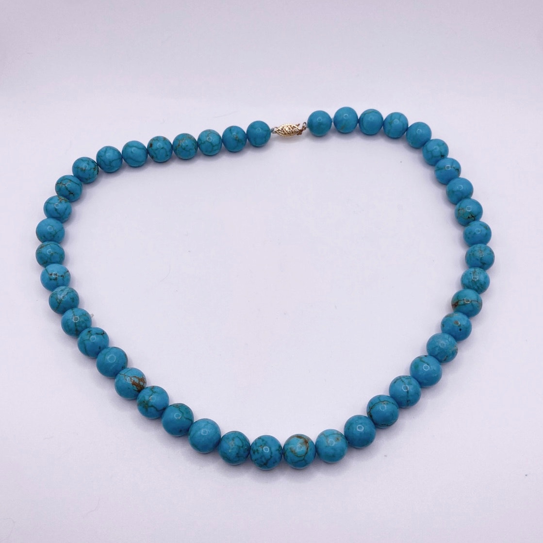 Vintage 14k Gold Clasp and Turquoise Gemstones Necklace 16”
