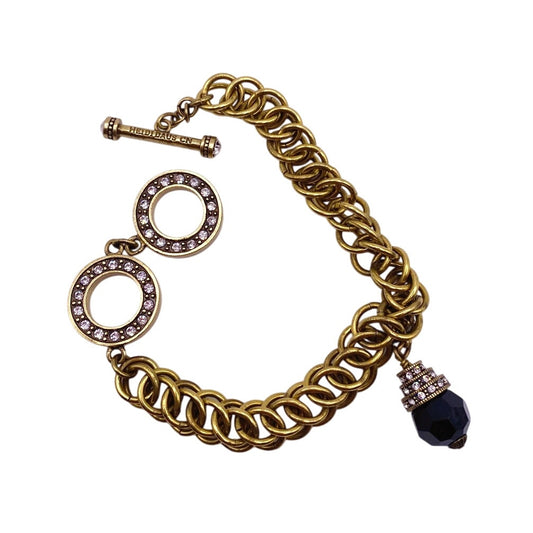 Heidi Daus Bracelet Black Crystal Charm Toggle Closure