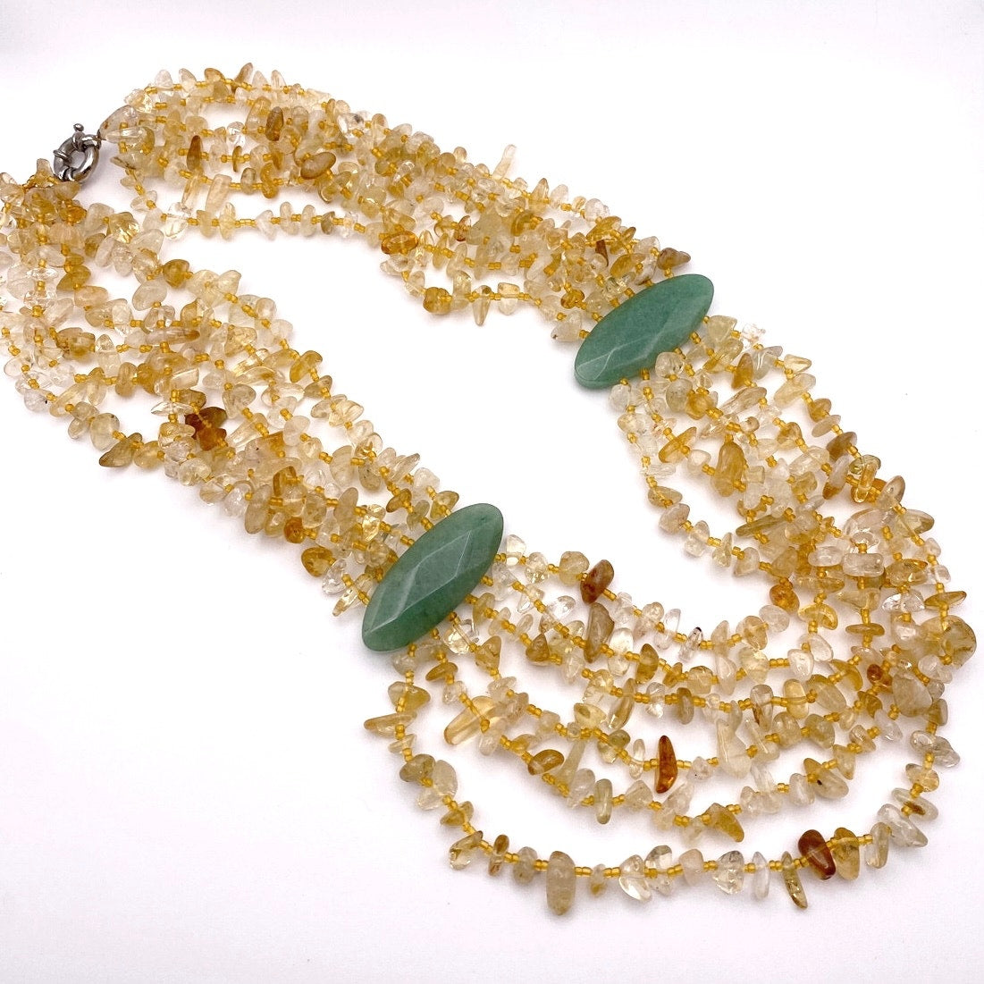Vintage Multi strand Citrine Chips Gemstones And Green Aventurine large Stones