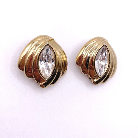 Vintage SAL Clip On Earrings With Almond Crystal