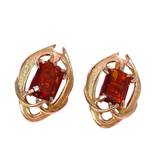 Sarah Coventry Clip On Earrings on Amber Glass