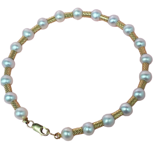 Vintage 14k Gold and Pearl Bracelet 7"