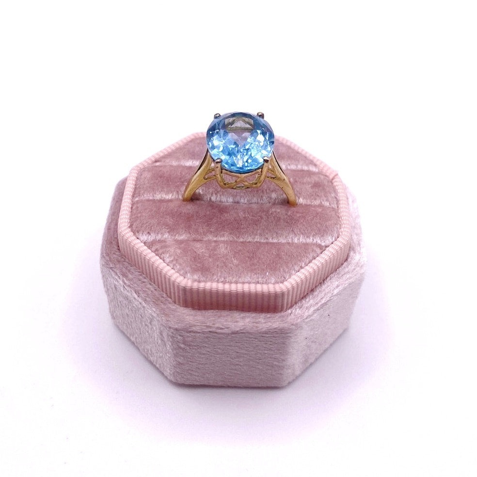 Cocktail Ring Gold Vermeil Sterling Silver With Topaz Size 8.5