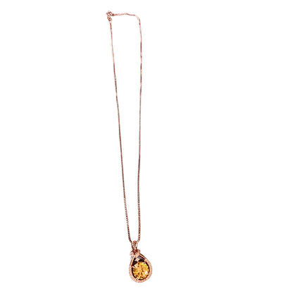 Sterling Silver 18k Rose GP Necklace Yellow Zirconia