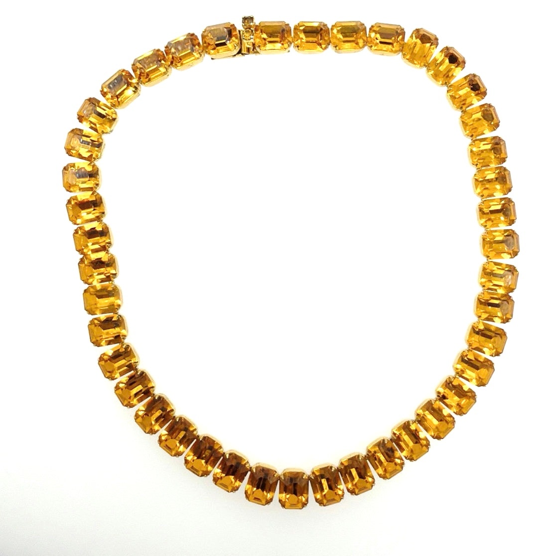 Kramer Of New York Citrine Rhinestones Riverie Collar Necklace 16”