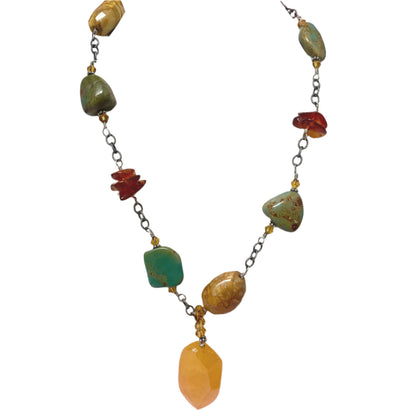 Silpada St Silver Necklace Amber and Jasper Gemstones
