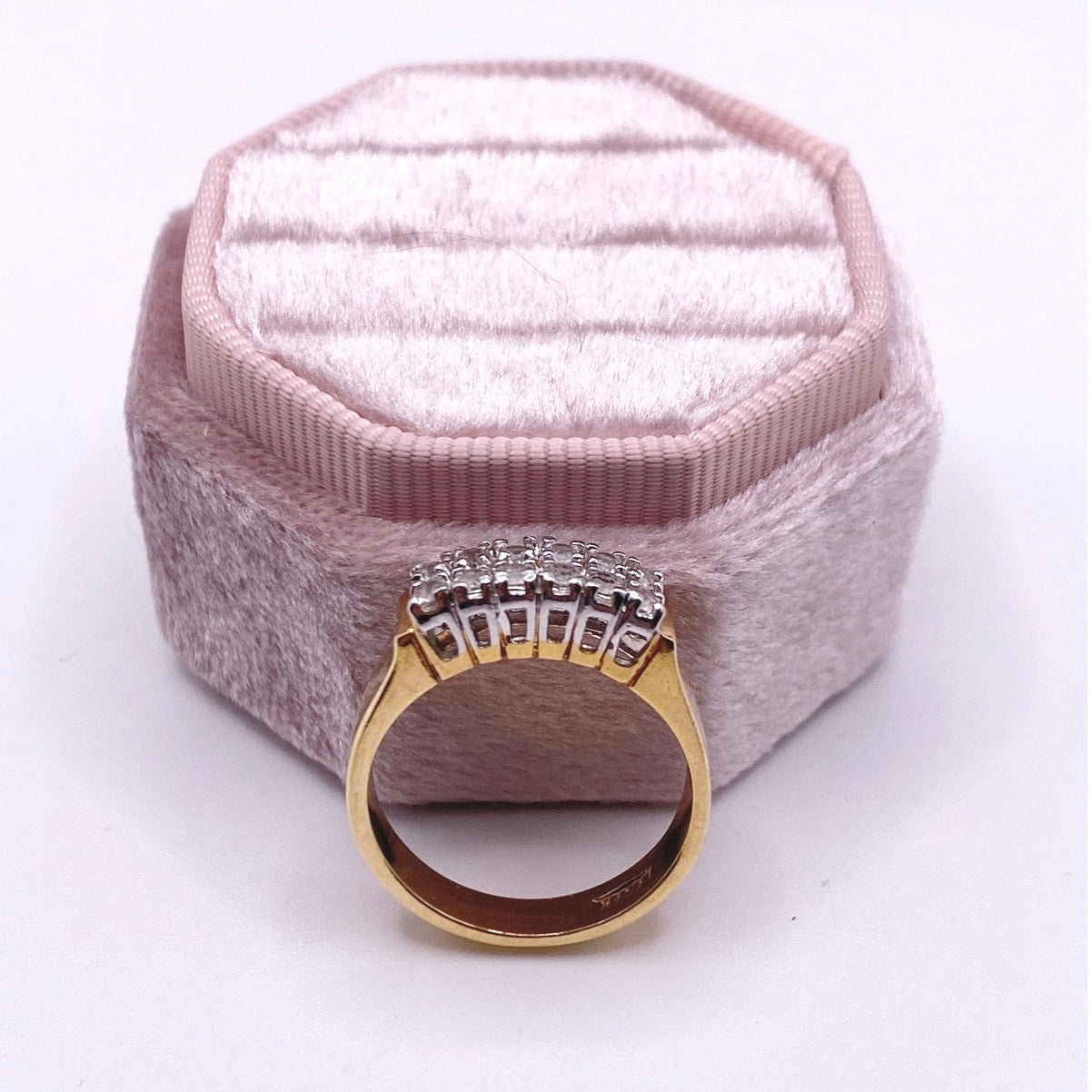 Two Tone Vintage Ring Band Gold Electroplated and CZ Crystal 7.5”