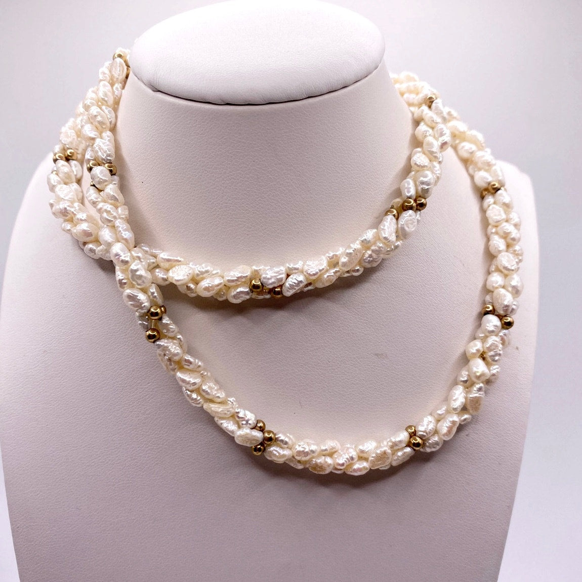 14k and Rice Pearls Necklace 22”  Long