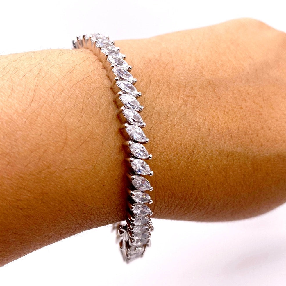 Dazzling Ice CZ Over Rhodium Tennis Bracelet
