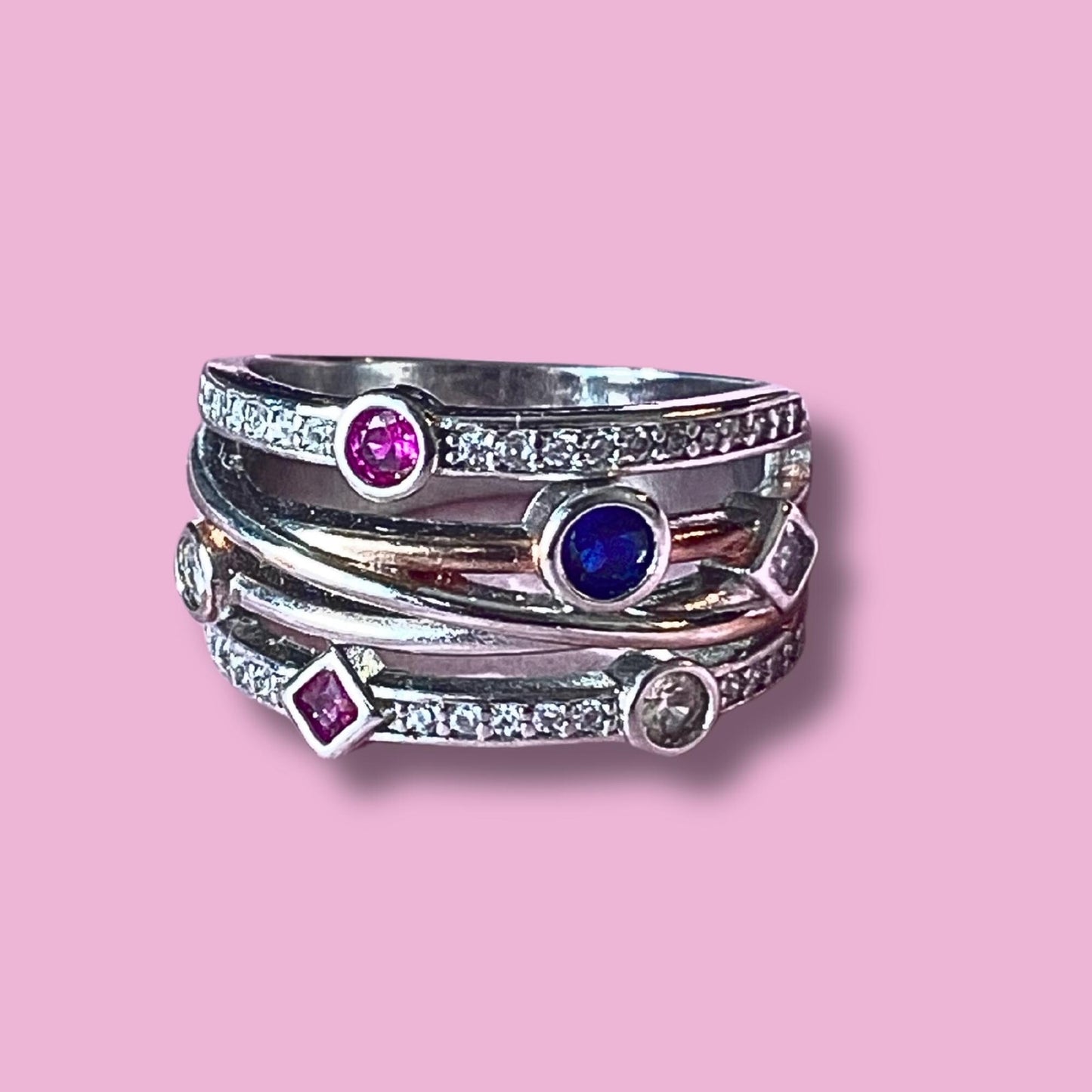St Silver and lab Created Ruby and Sapphire