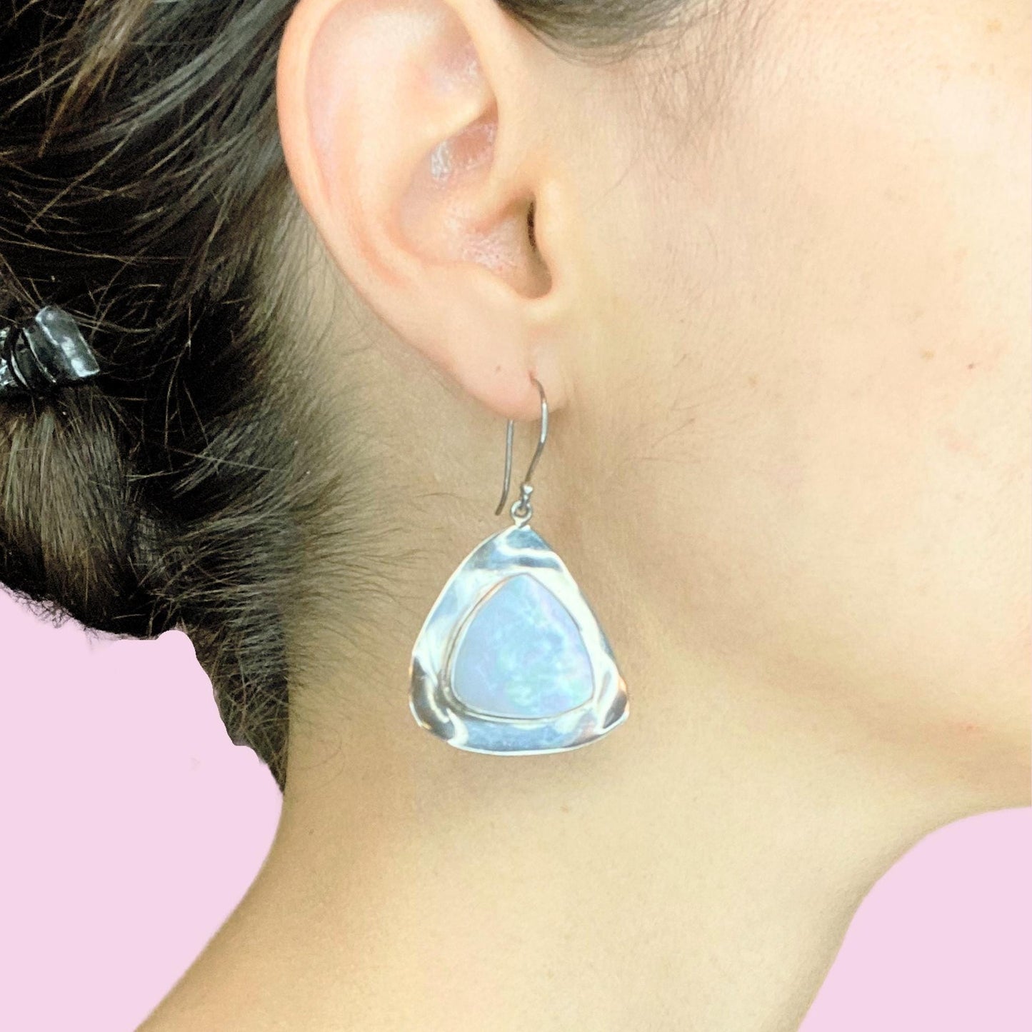 Sterling Silver Inlaid Mother of Pearl Earrings