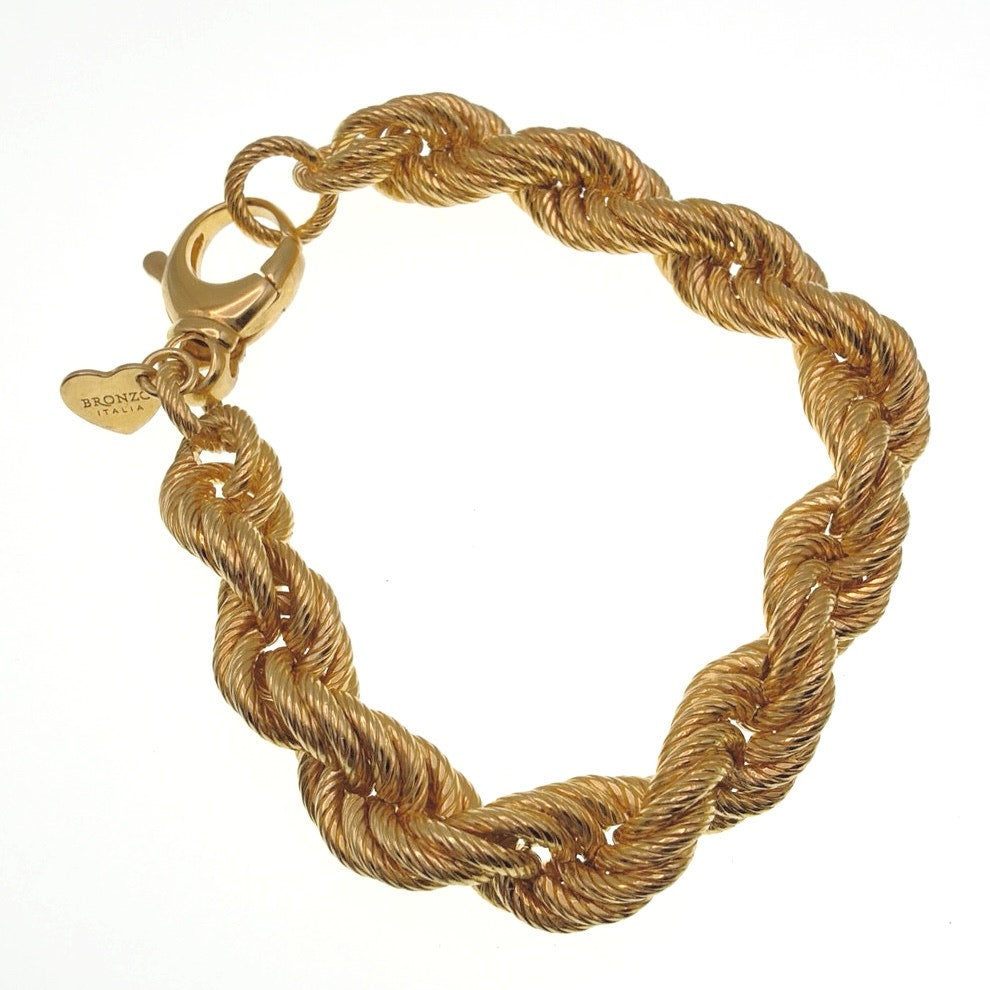 Milor Bronze Italy Chunky Twisted Chain Bracelet Size 7.5