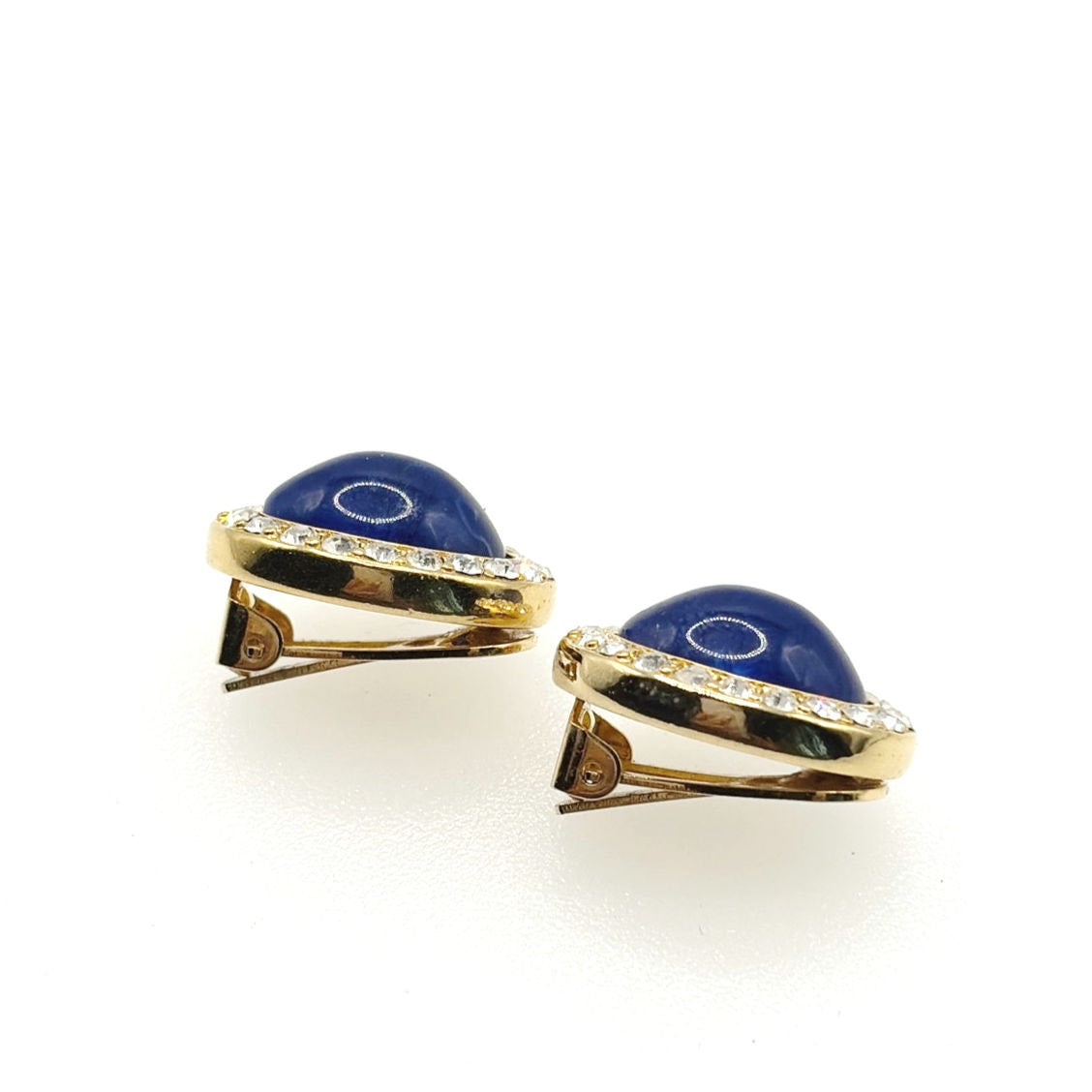 Blue Lucite and Rhinestones Kenneth Jay Lane KJL Earrings