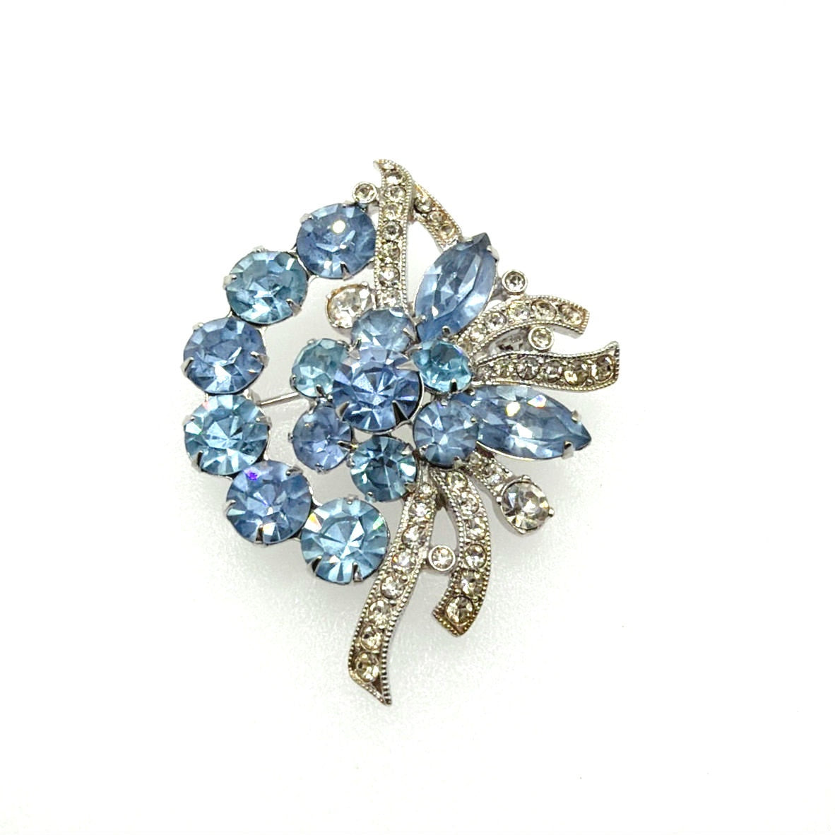 Eisenberg Sapphire Blue Rhinestones Brooch