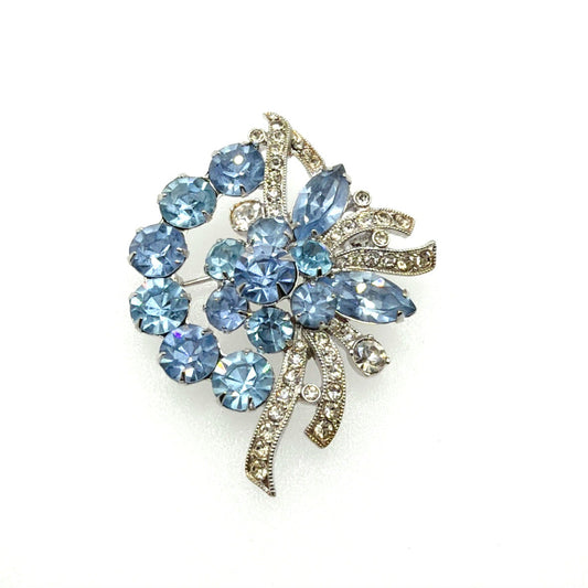 Eisenberg Sapphire Blue Rhinestones Brooch