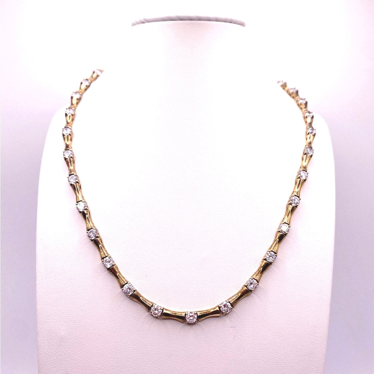 Sterling Silver Tennis Necklace 18k GP /CubicZ