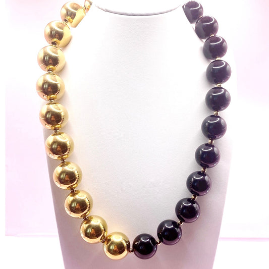 Monet Necklace Black And Gold Tone