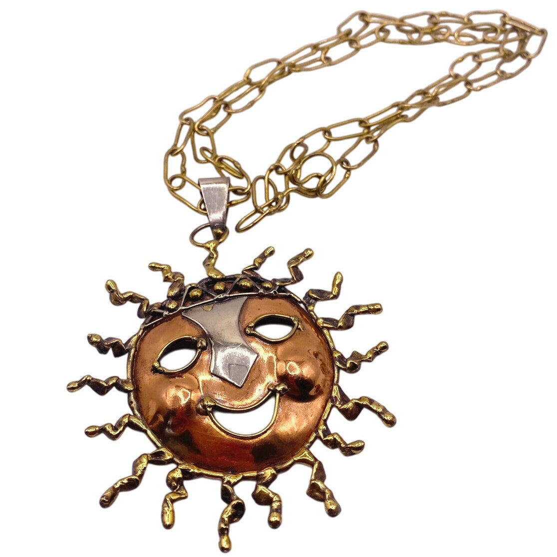 VTG Mixed Metal Sun Pendant Necklace