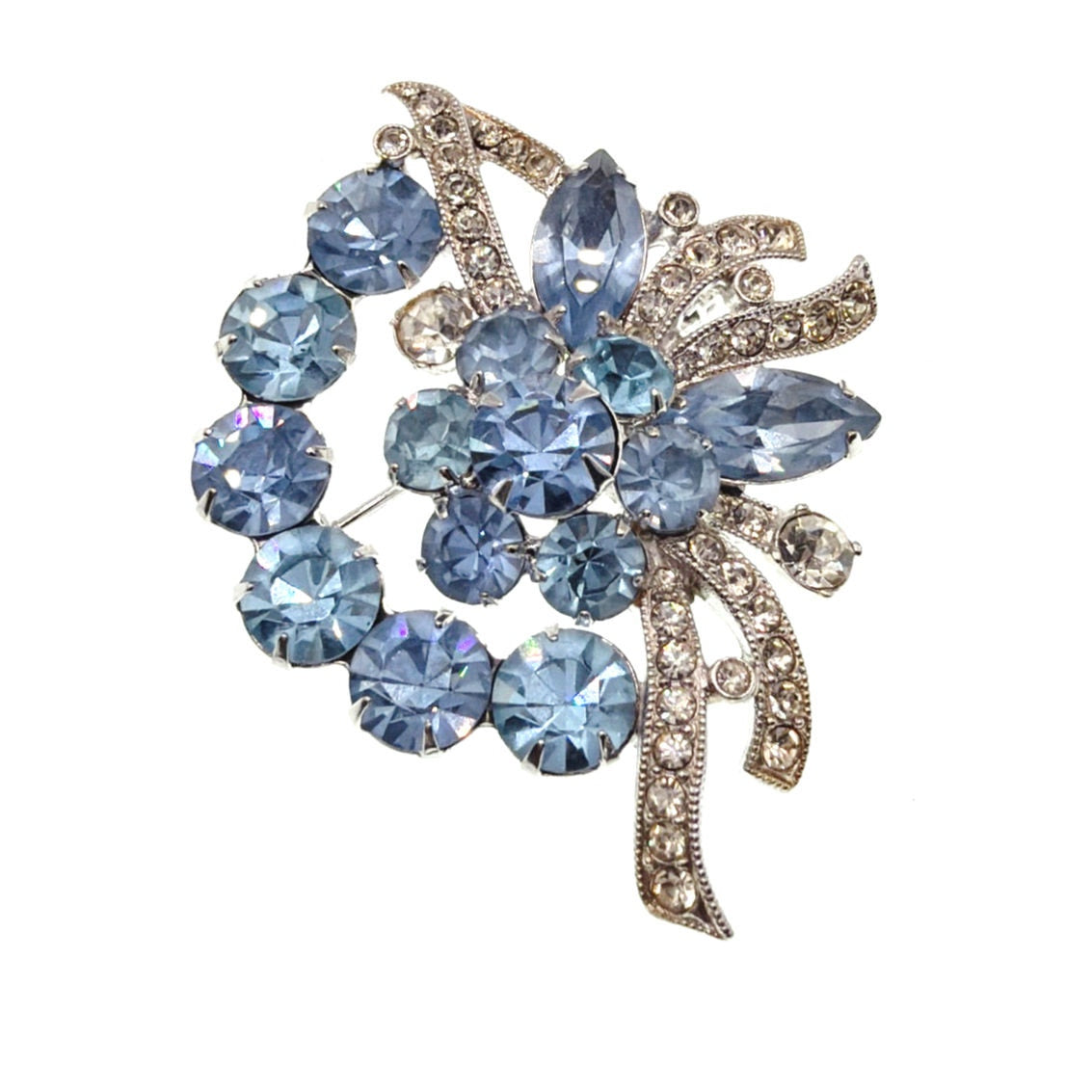 Eisenberg Sapphire Blue Rhinestones Brooch