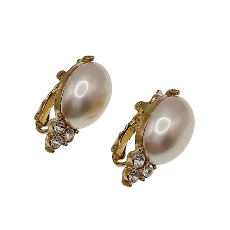 Trifari Faux Pearl Clip On Earrings