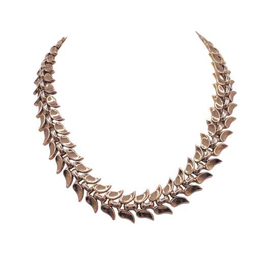 Trifari Vintage Leaves Design Gold Tone Collar Necklace 14”