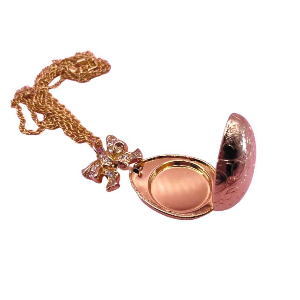 Vtg Swarovski Egg Photo Holder Pendant Bow