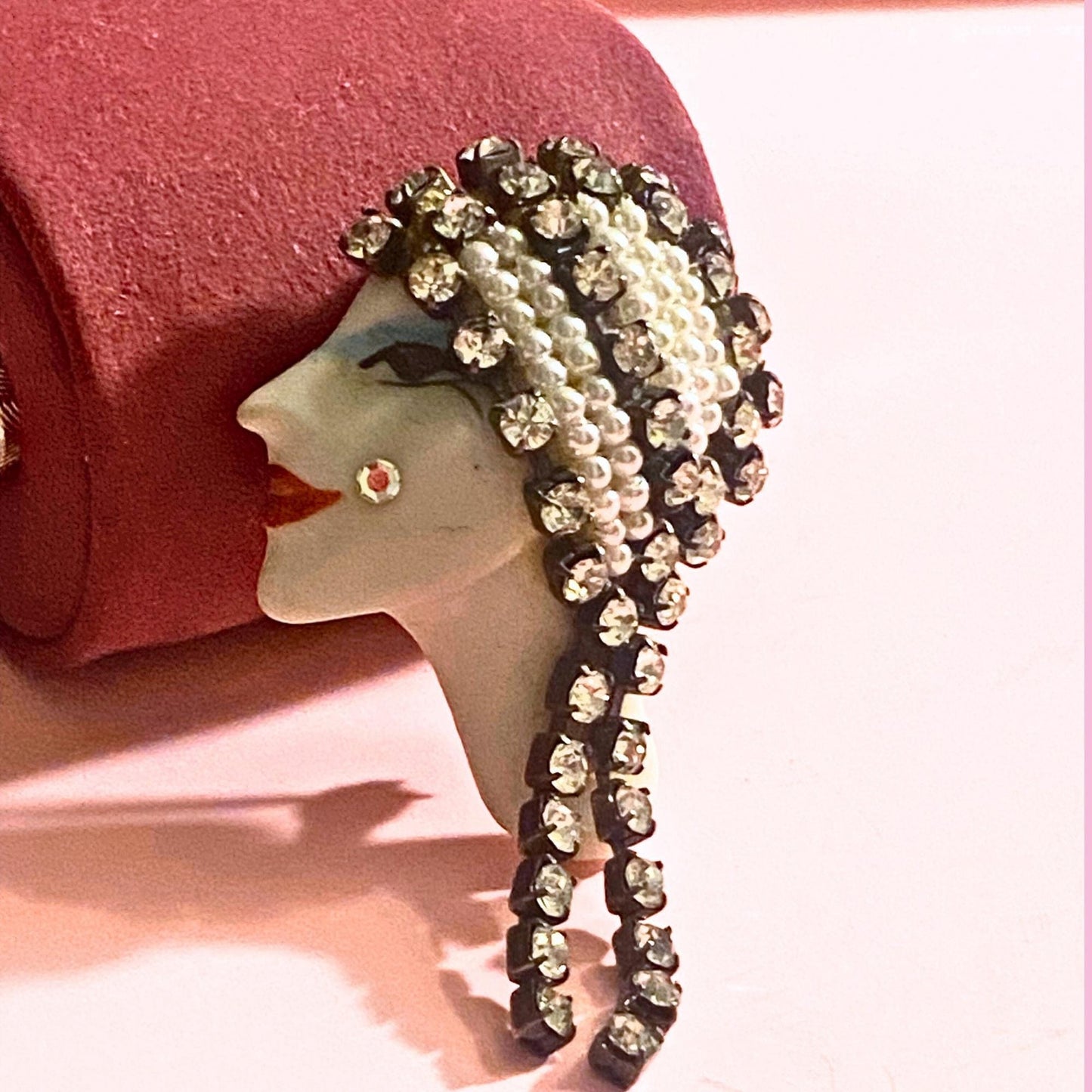 VTG Porcelain Face Brooch Original By Elvira and Jackie