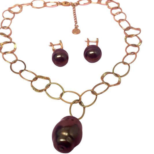 St Silver Gold Plated Set Necklace and Earrings