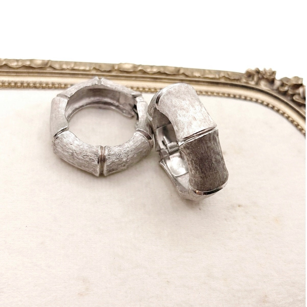 Napier Silver Tone Chunky Clip on Hoop Earrings