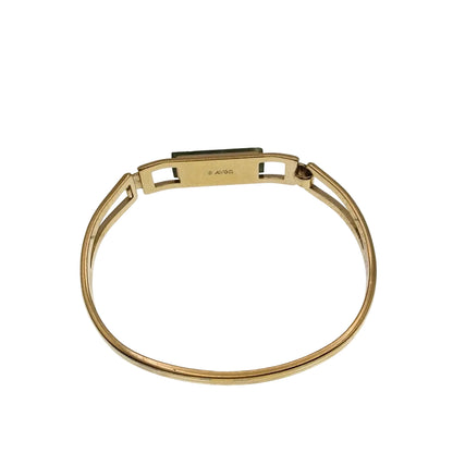 Avon Vintage Gold Tone and Green Resin Bangle Bracelet 5"