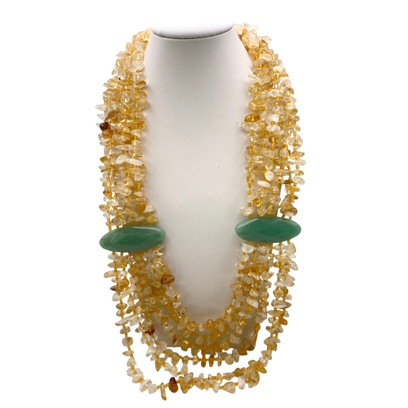 Vintage Multi strand Citrine Chips Gemstones And Green Aventurine large Stones