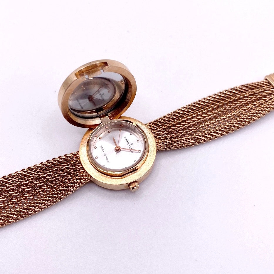 Anne Klein Locket Secret Watch Gold Tone 7 Inches