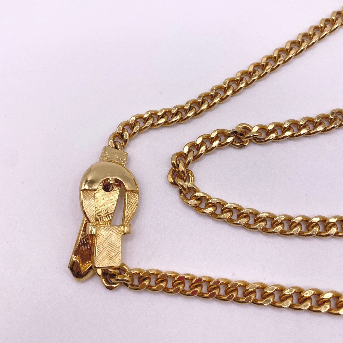 Vintage Necklace Belt Clasp Retro Long Chain 28”