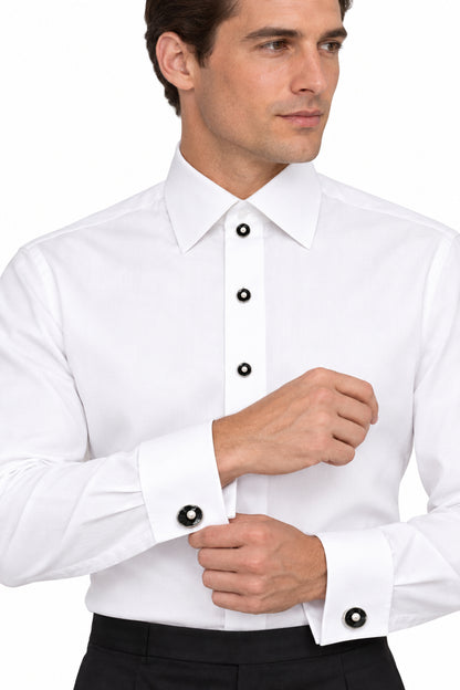 Mikimoto Vintage Sterling Silver Cufflinks & Shirt Stud Set Onyx Pearl Art Deco