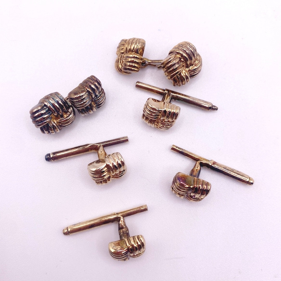 Vintage WEH Walter E Hayward 14K & Sterling Cufflink and 4 Stud Set