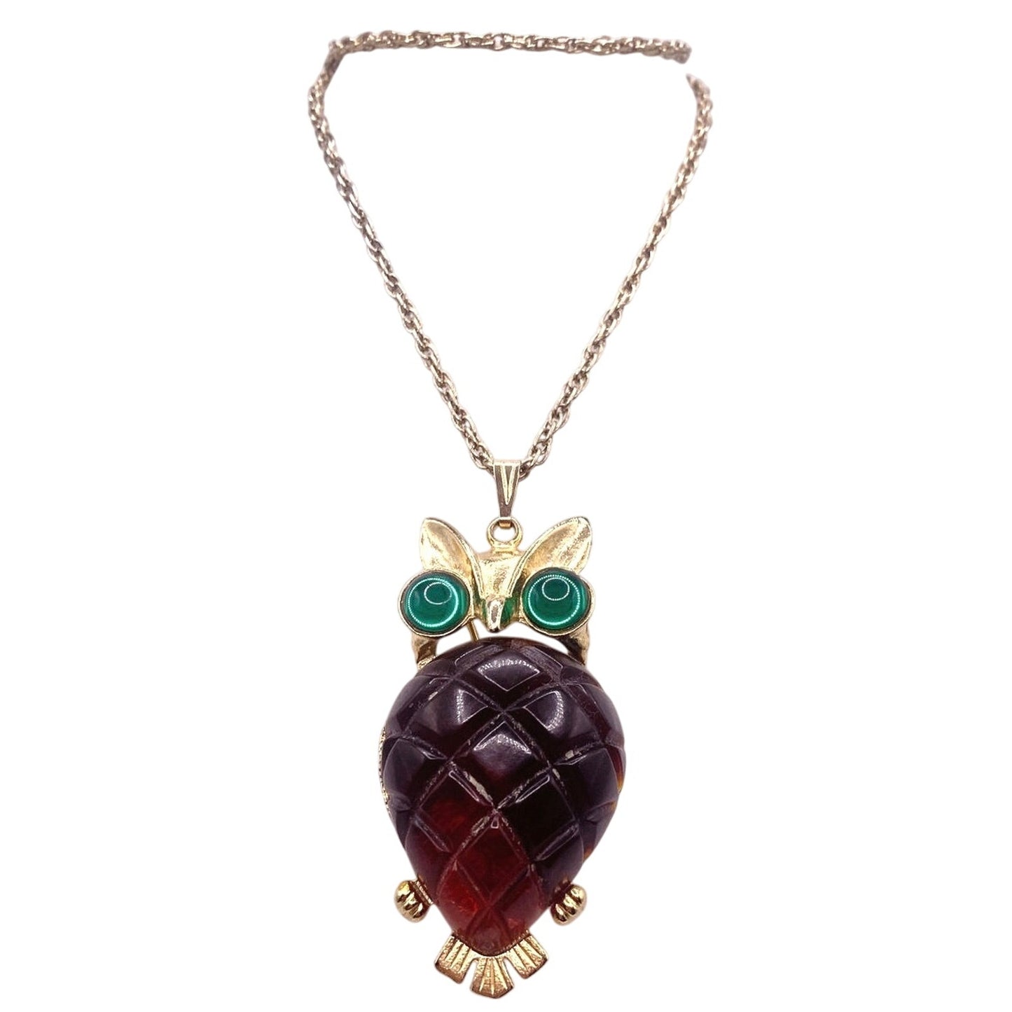 Corocraftmam Jelly Belly Owl Pendant Brooch Unsigned