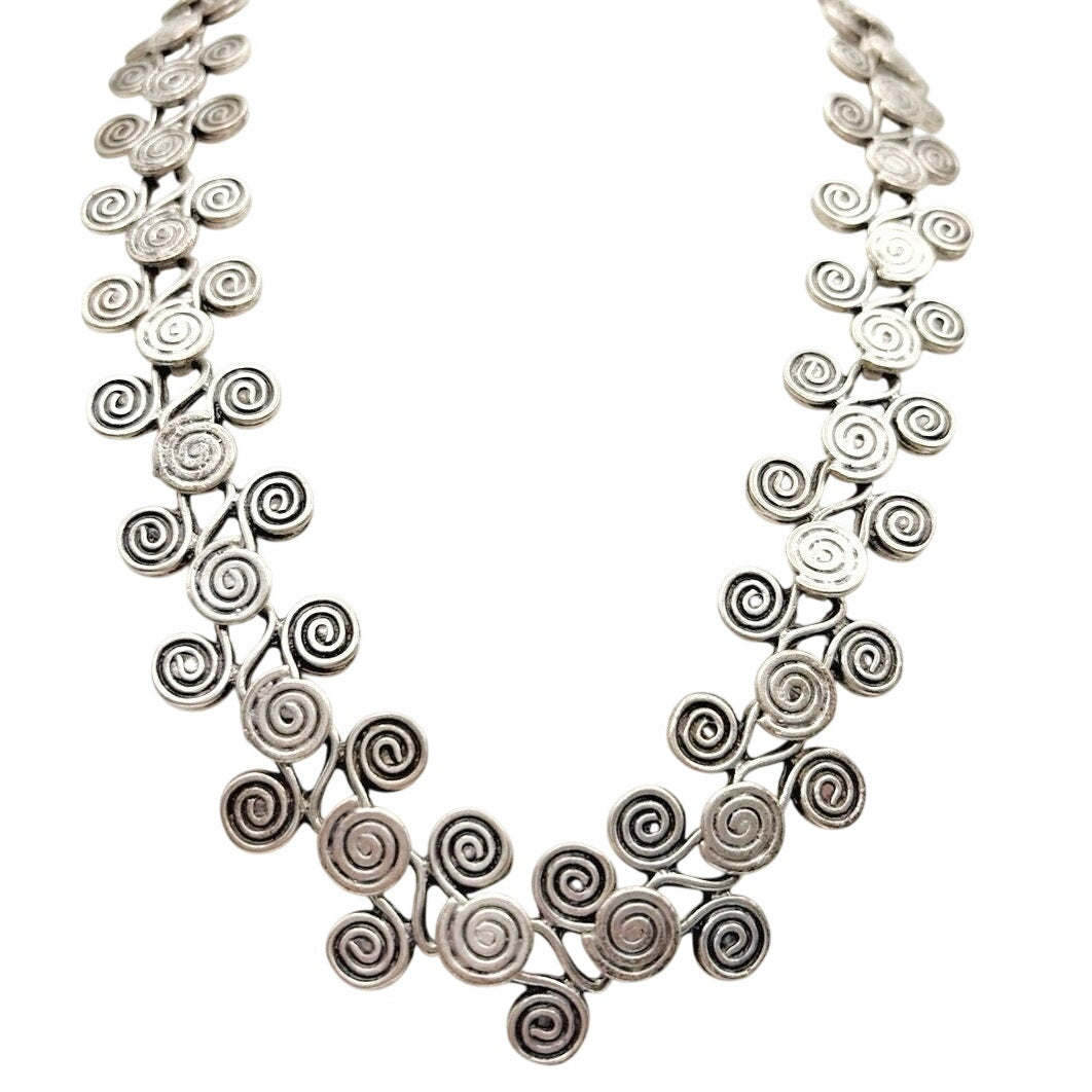 Silver Tone Vintage Arabic Art Metal Adjustable Necklace 22”