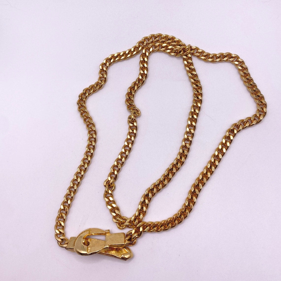 Vintage Necklace Belt Clasp Retro Long Chain 28”