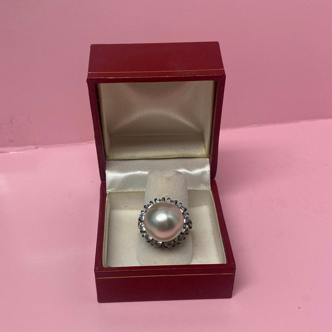 HC St Silver Ring with Big Faux Pearl