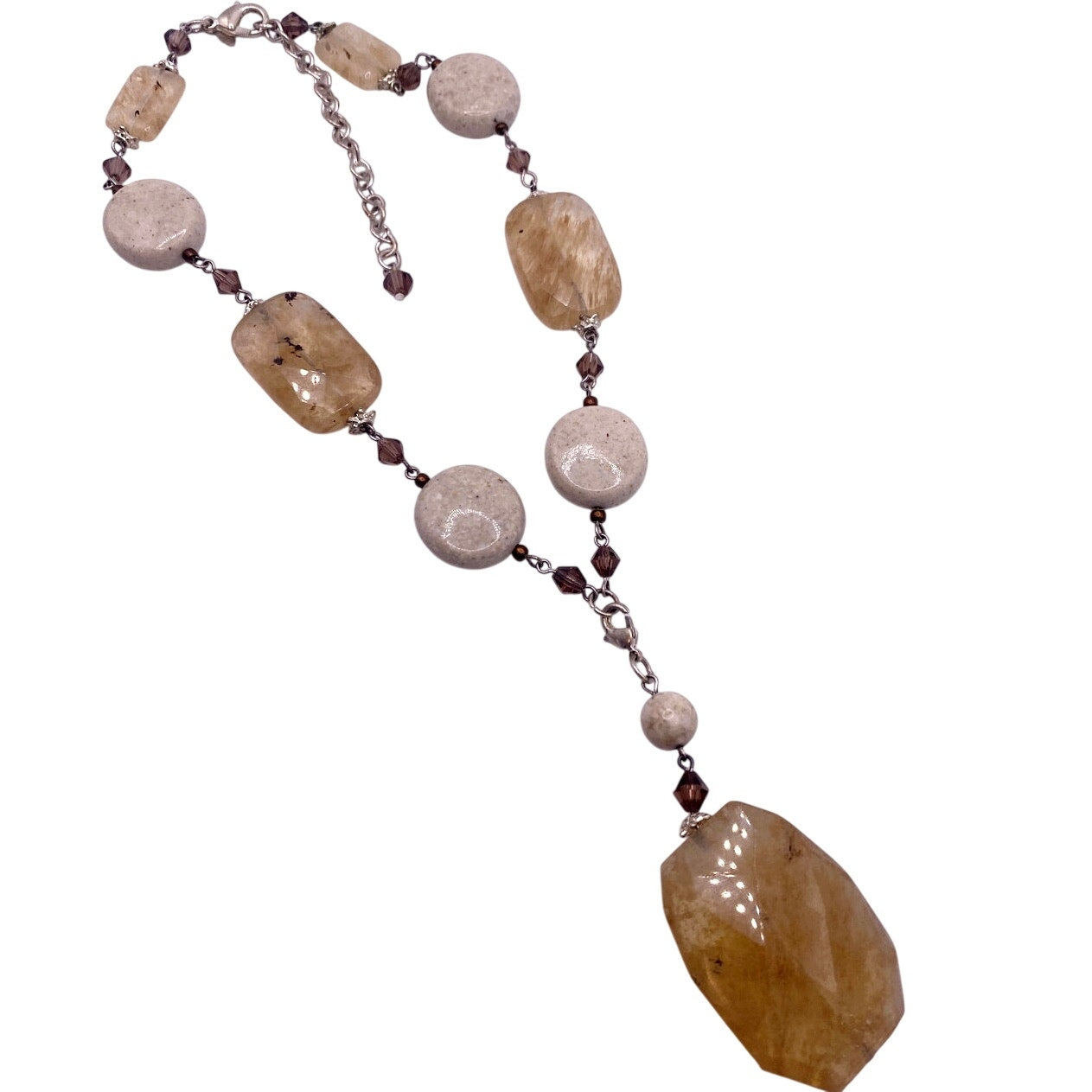 Premiere Designs "Sand Dune" Quartz and natural stone necklace removable pendant.