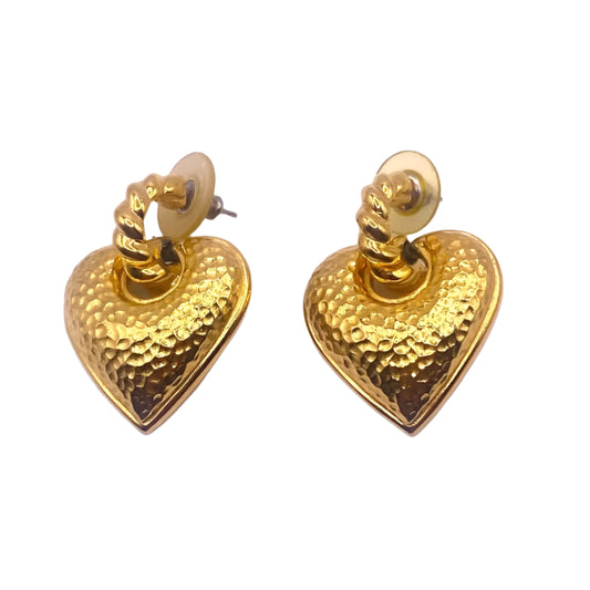 Vtg Dangling Hearts Studs Earrings