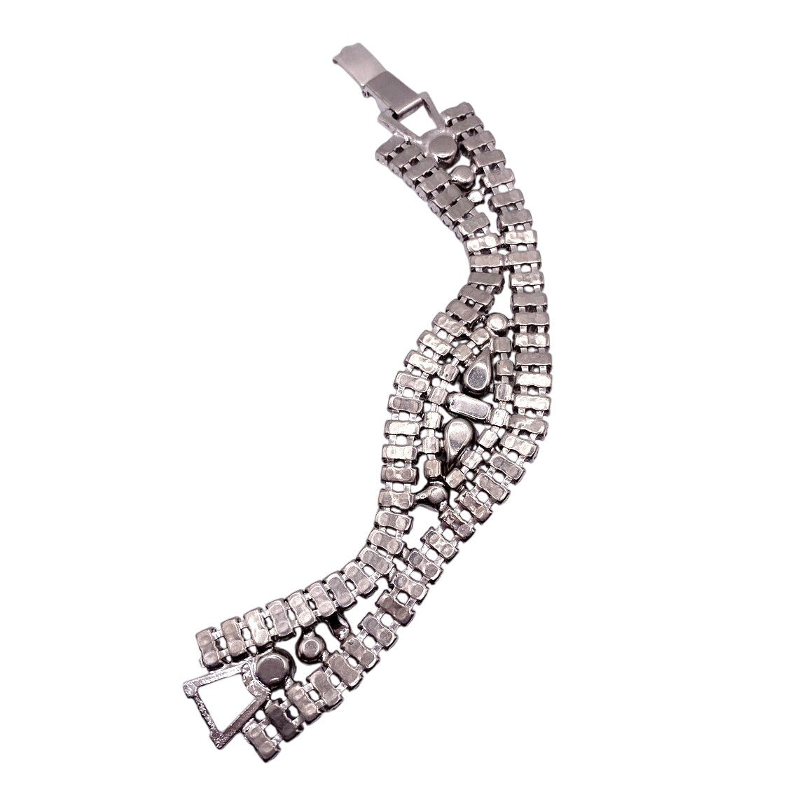 Vintage Rhinestones Bracelet Silver Tone