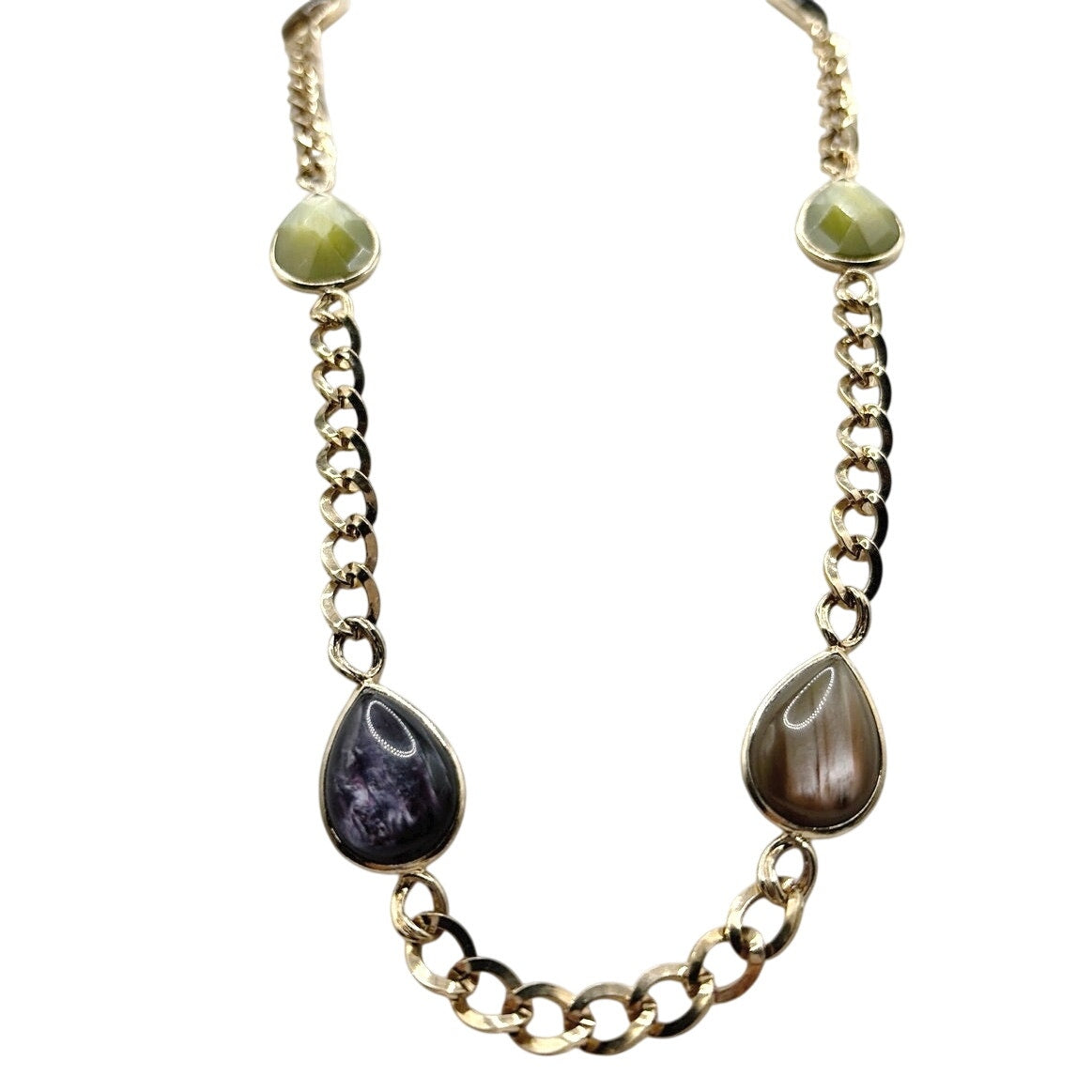Vintage Retro Large Necklace 30" Long with Lucite Stones