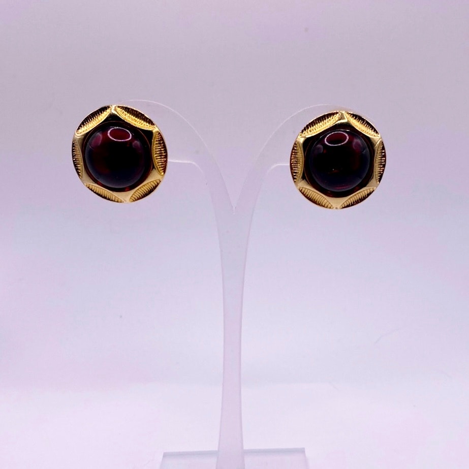 M Jent Signed Pierced Vintage Earrings