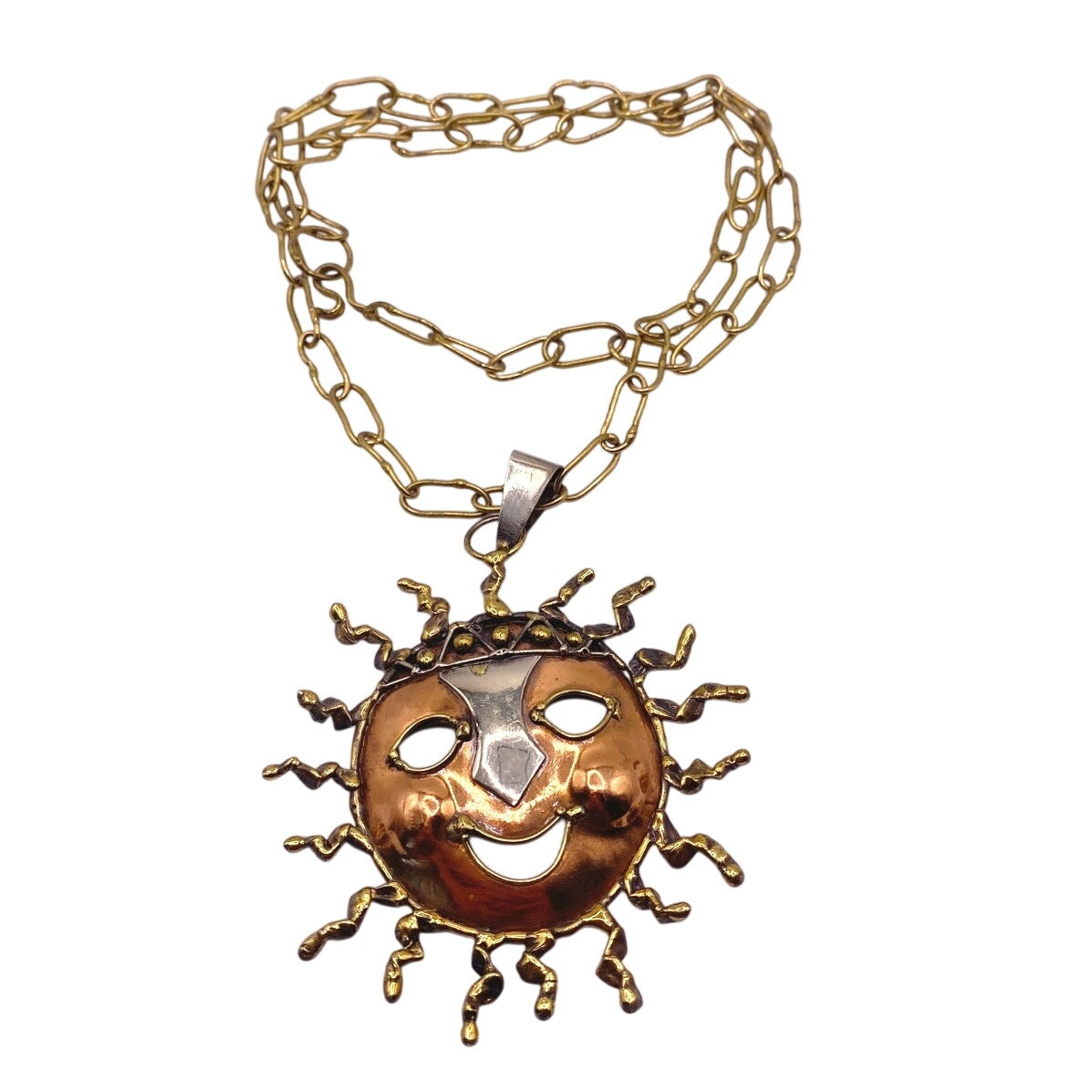 VTG Mixed Metal Sun Pendant Necklace