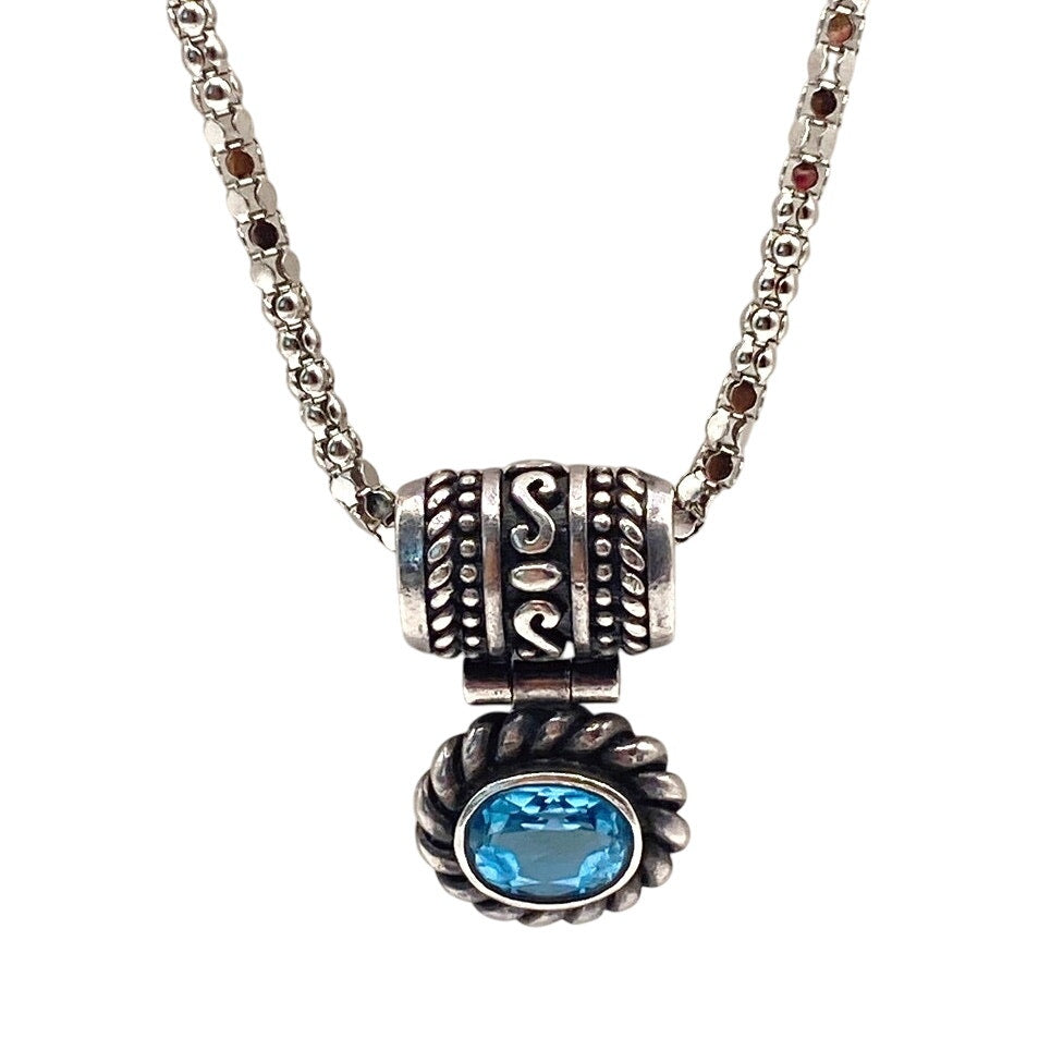 Aqua Marine And Sterling Silver Necklace