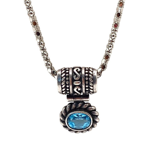 Aqua Marine And Sterling Silver Necklace